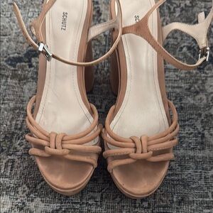SCHUTZ Tan Heels with Elegant Straps